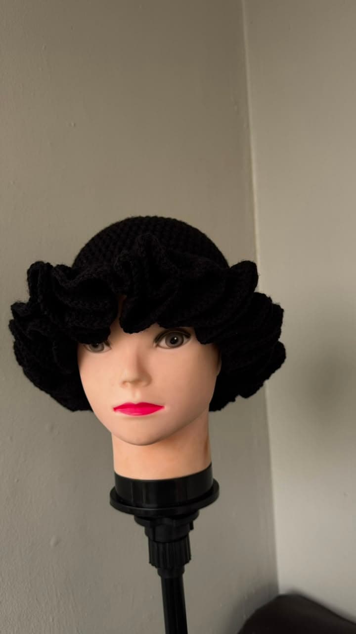 Black Ruffle Hat view 2